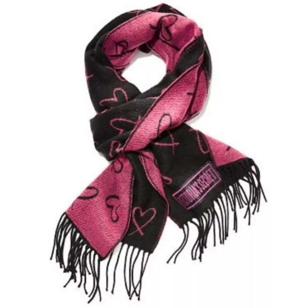 Victoria’s Secret/ECharpe Scarf - Black w Hearts